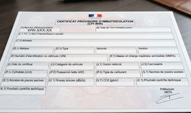 Carte grise provisoire